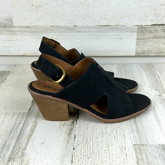 Sofft Women’s 9.5 Black Faux Suede Block Heel Open Toe Slingback Sandals NEW - Picture 5 of 10